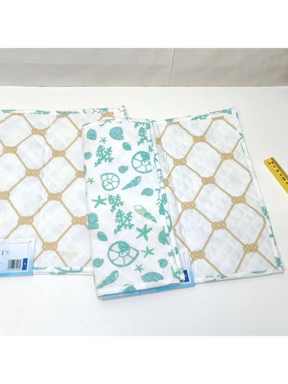 Best Brands Reversible Quilted Placemats - 4 Total Coastal Sea Shell 13